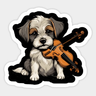 Dog playing violin Sticker